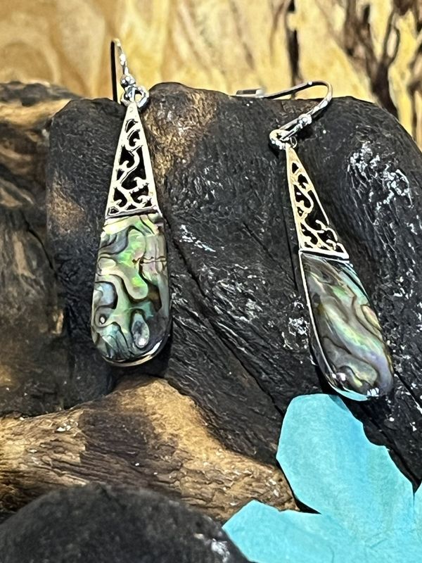 Paua Shell Long Earrings