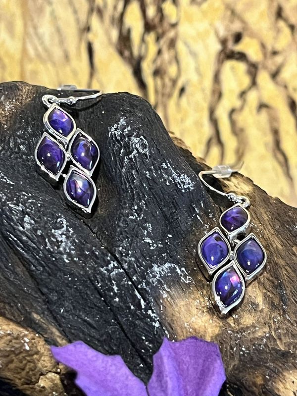 Blue Paua Shell Diamond Shaped Articulated Earrings