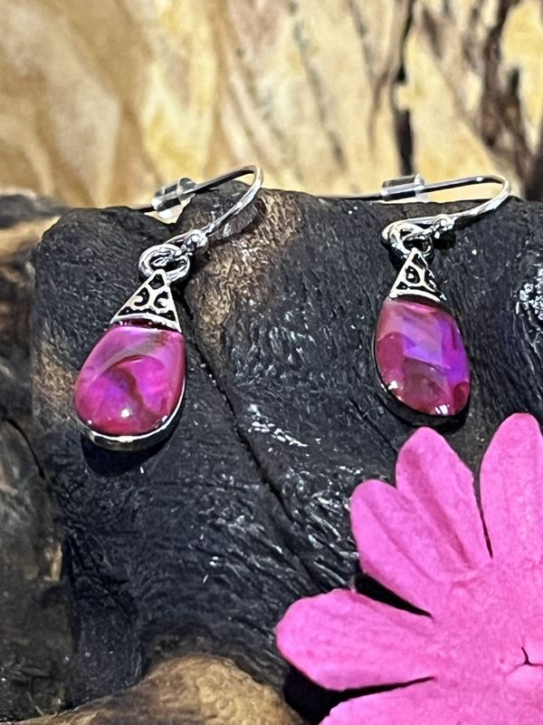 Pink Paua Shell Earrings