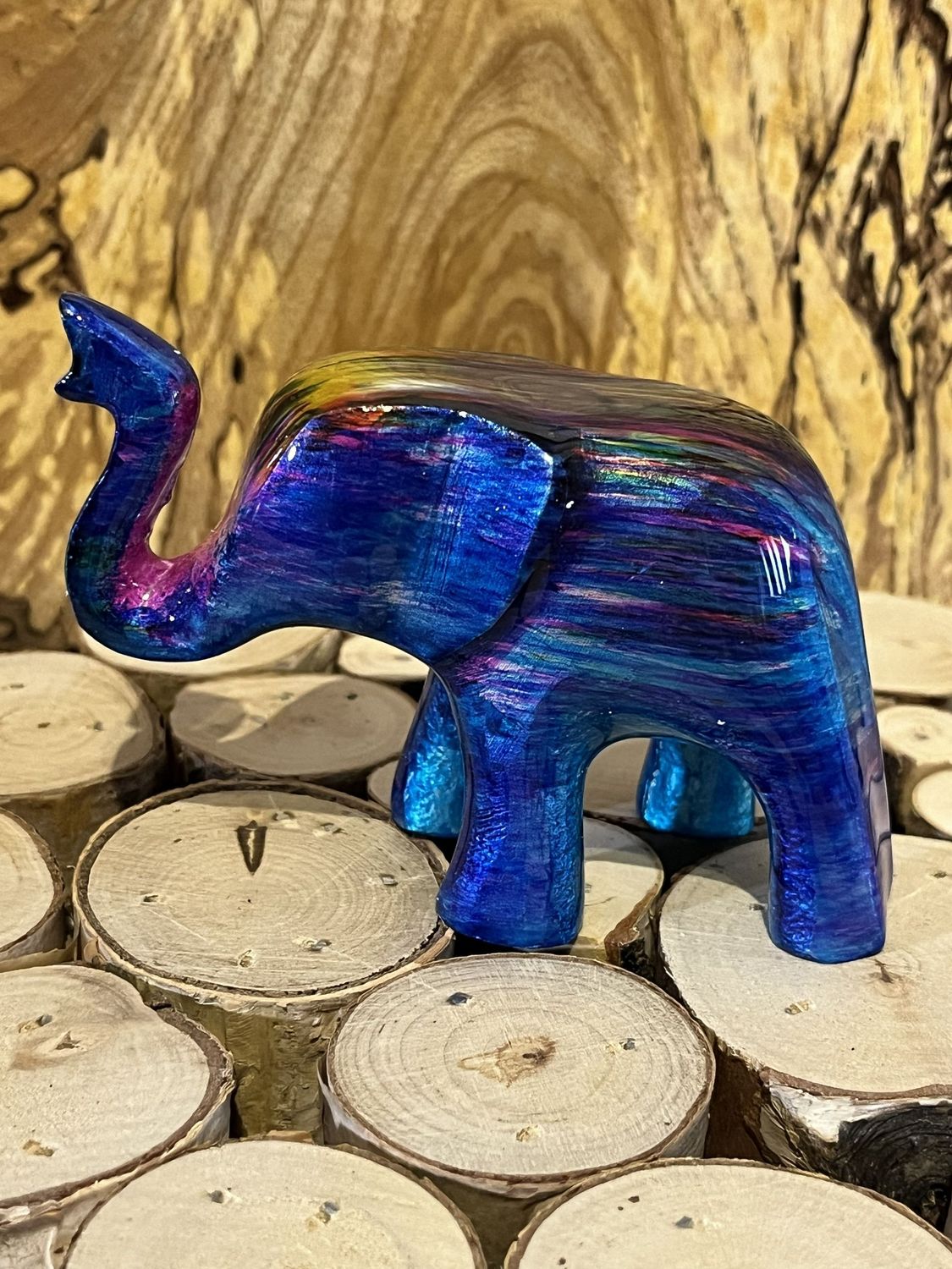 Re-cycled Aluminium Multicoloured Elephant 9cm