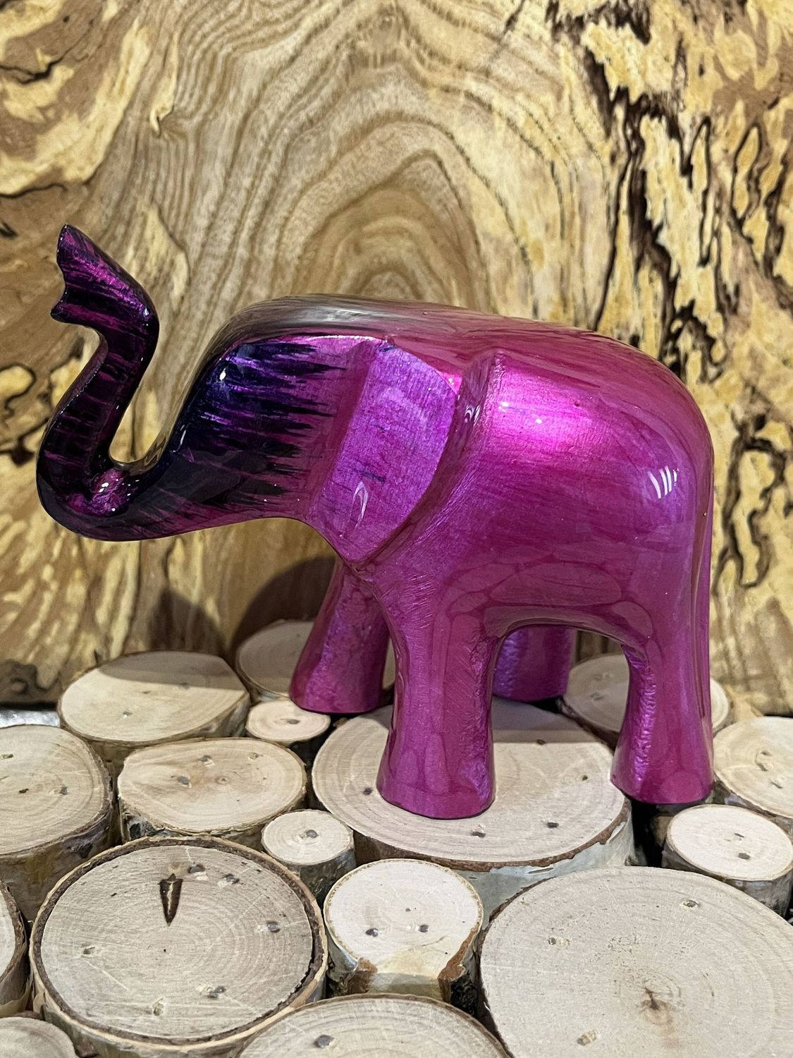 Re-cycled Aluminium Pink Elephant 12cm