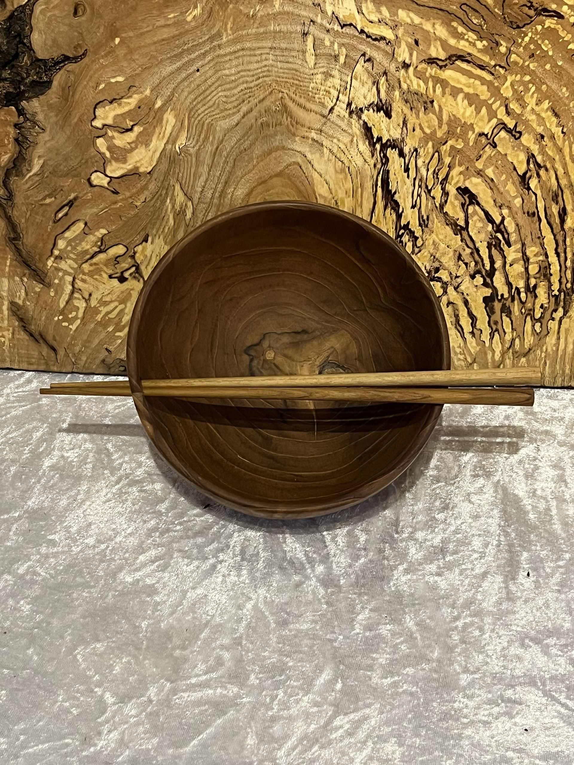 Teak Bowl with Chopsticks