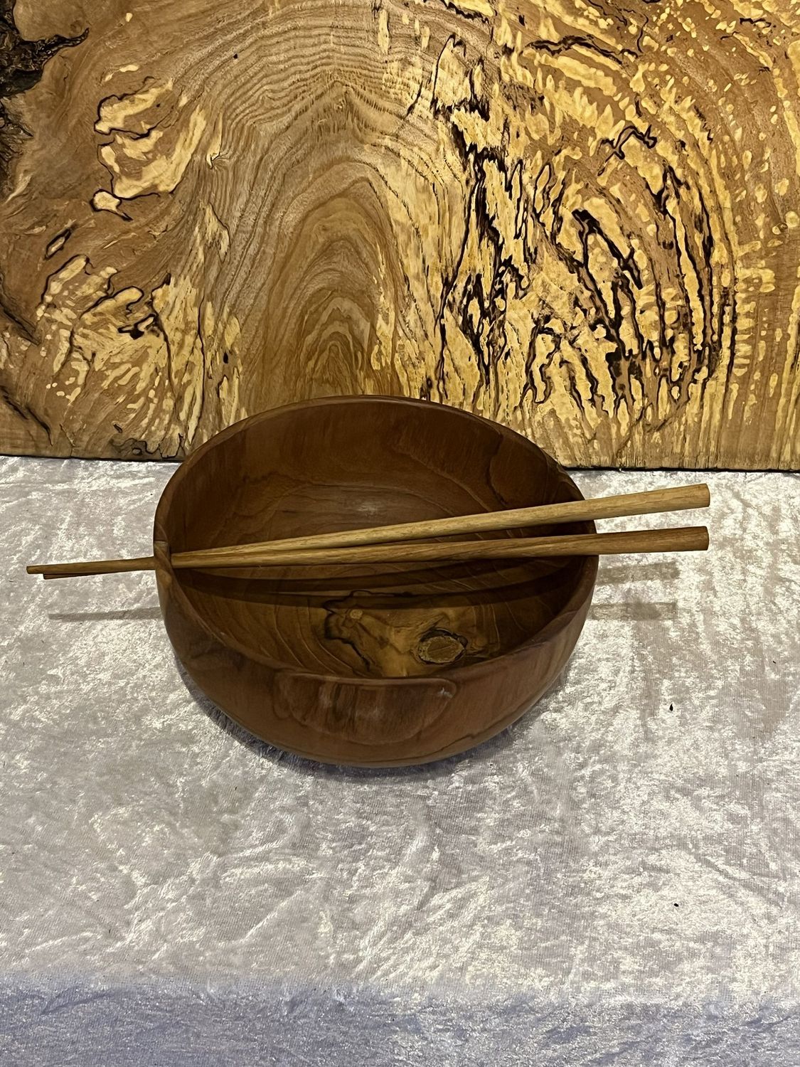 Teak Bowl with Chopsticks Teak Bowl with Chopsticks