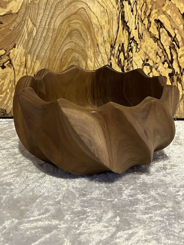 Teak Fluted Bowl