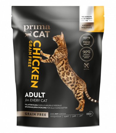PrimaCat kattefoder med kylling 1,4kg. kornfri