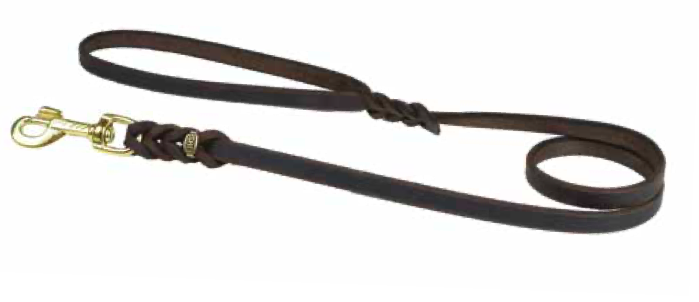 JHS læder enkeltline - brun/messing 130cm