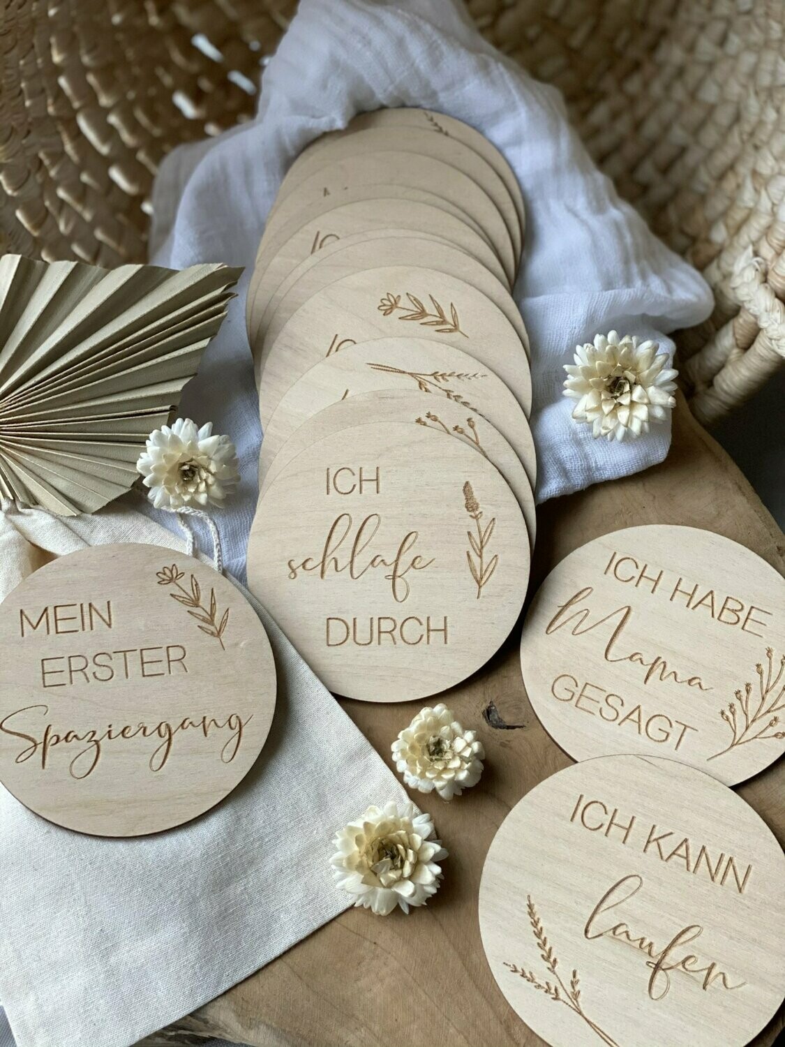 Meilensteinkarten aus Holz  - "Mein erster Jahr" Zusatzset