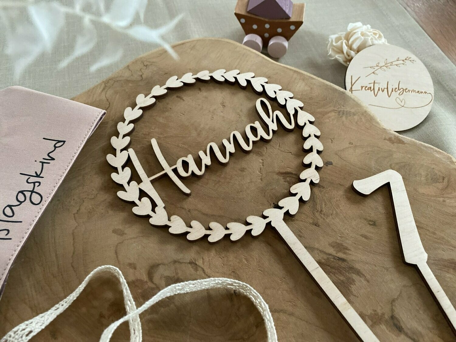 Caketopper Lorbeerkranz - personalisiert