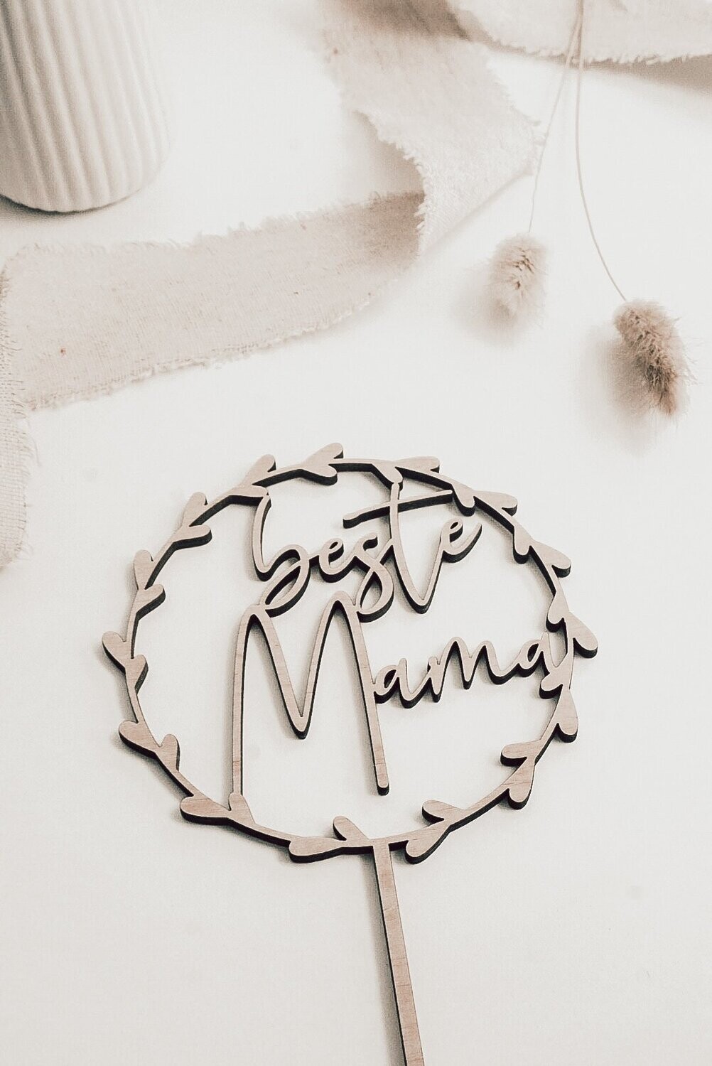 Caketopper Blätterkranz - beste Mama