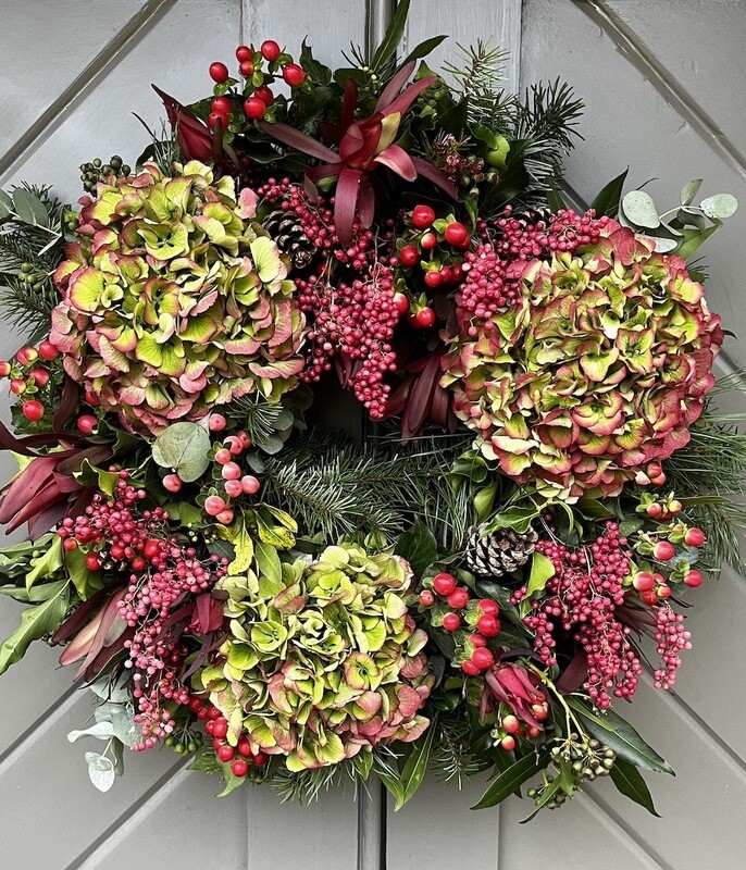 OUT OF STOCK 
Luxury Hydrangea Christmas Wreath