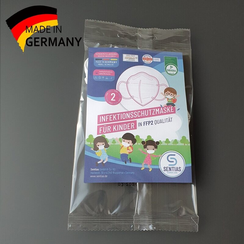2er Pack Kindermasken Sentias  "Made in Germany" angelehnt an den FFP2-Standard - Lieferzeit ab Lager