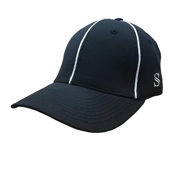 Smitty - Performance Flex Fit Hat - Black with White Piping or White