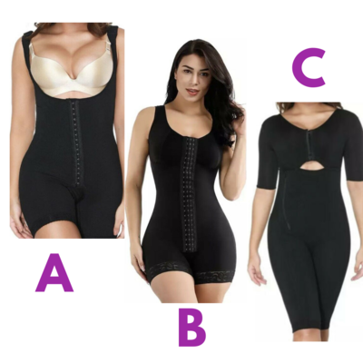 Black FAJAS Columbianas Post Op or Weight loss Compression garment - Stage 1, 2, 3, 4