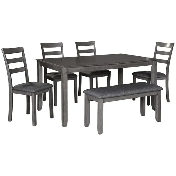 Ashley Bridson Dining Set - Gray / 6 - Piece