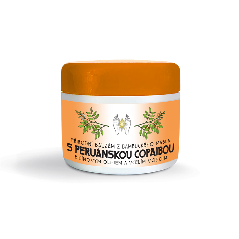 BALM WITH PERUVIAN COPAIBA, Natural shea butter balm with Peruvian copaiba, castor oil and beeswax reduces the formation of skin moulds and eliminates mycosis.