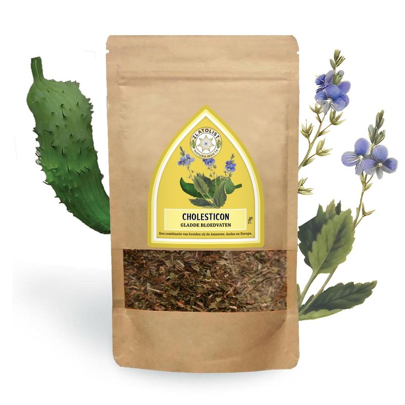 Cholesticon, This tea blend lowers cholesterol levels, cleanses the walls of arteries and veins of cholesterol deposits, helps with circulatory disorders.