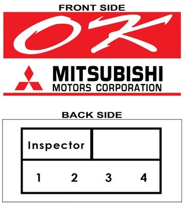 MITSUBISHI PRODUCTION QUALITY CONTROL WINDOW DECAL