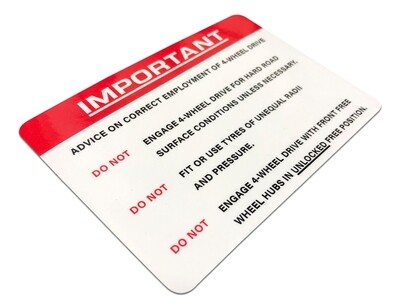 4WD EMPLOYMENT ADVICE DECAL : 60-SERIES LAND CRUISER