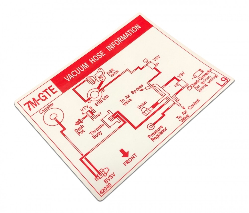 VACUUM HOSE INFORMATION DECAL : TOYOTA SUPRA MA70 (7M-GTE)