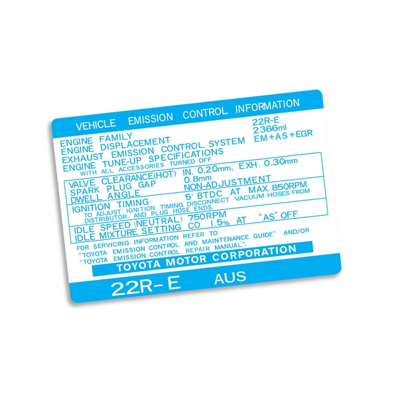 EMISSIONS CONTROL INFORMATION DECAL 22RE (AUS)