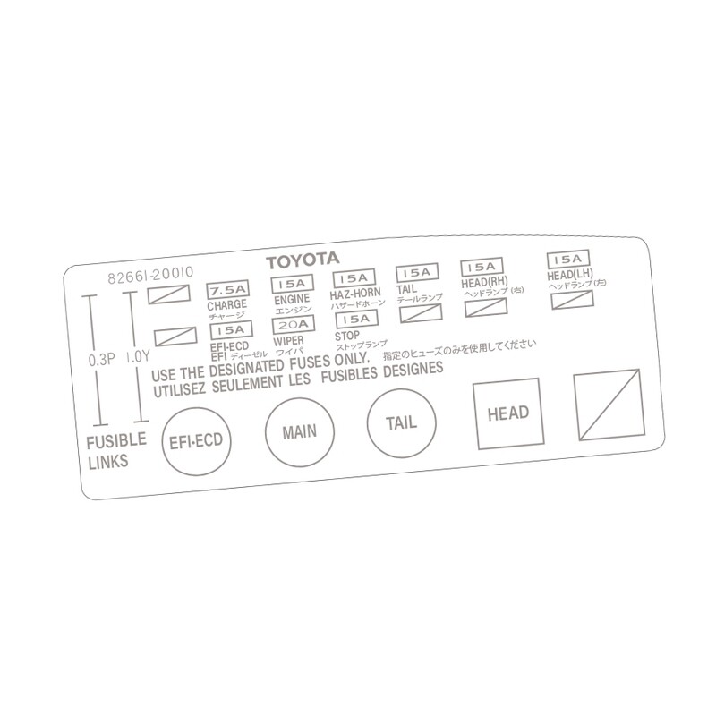 FUSE BOX COVER DECAL : TOYOTA A60