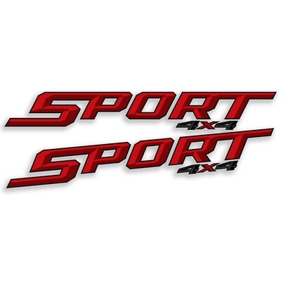 FORD RANGER SPORT 4x4 SIDE OF TUB DECAL SET : RED