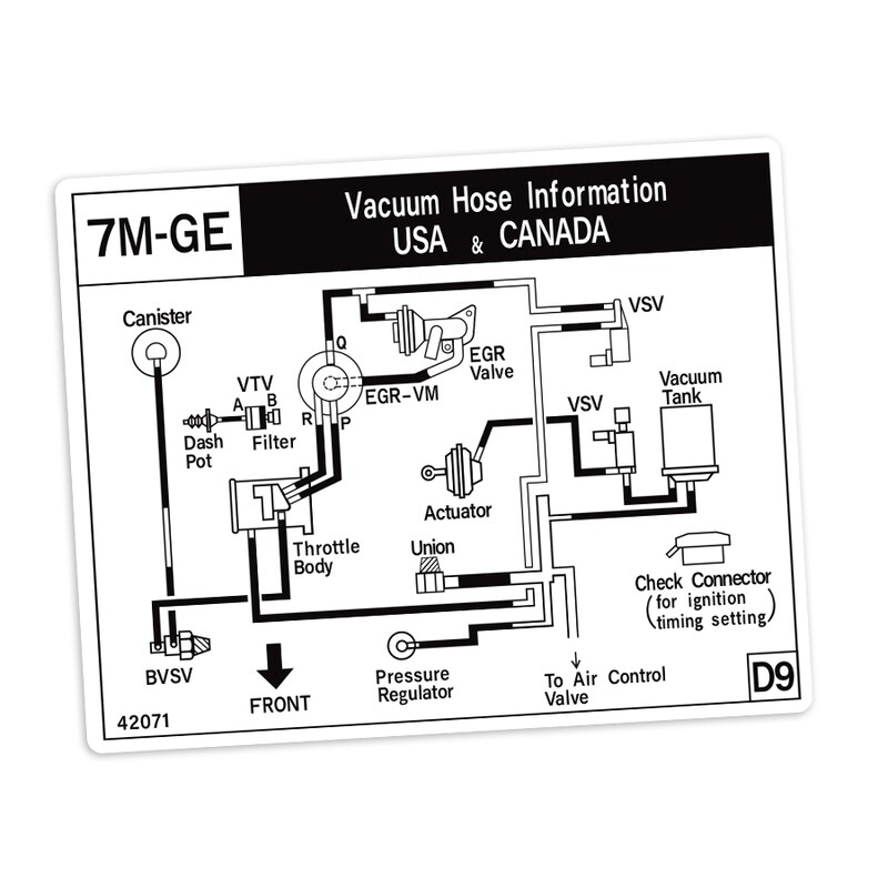 VACUUM HOSE INFORMATION DECAL : 1989-1992 TOYOTA SUPRA A70 (7M-GE) (USA &amp; CANADA)