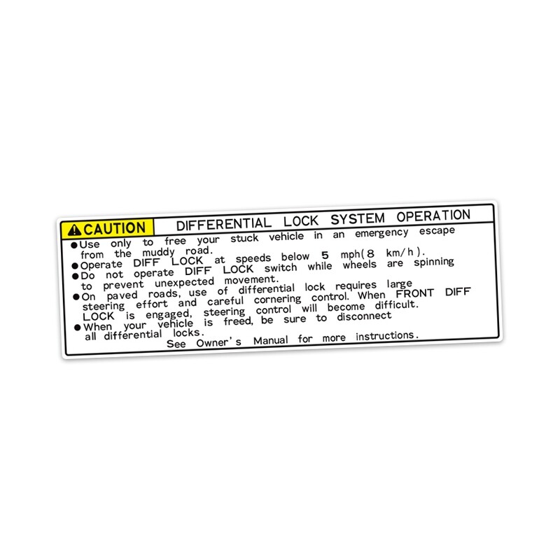 DIFFERENTIAL LOCK CAUTION DECAL : 80-SERIES LANDCRUISER (1994-1997)