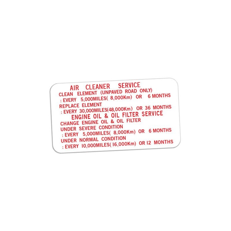 AIR CLEANER SERVICE DECAL : TOYOTA SUPRA A70
