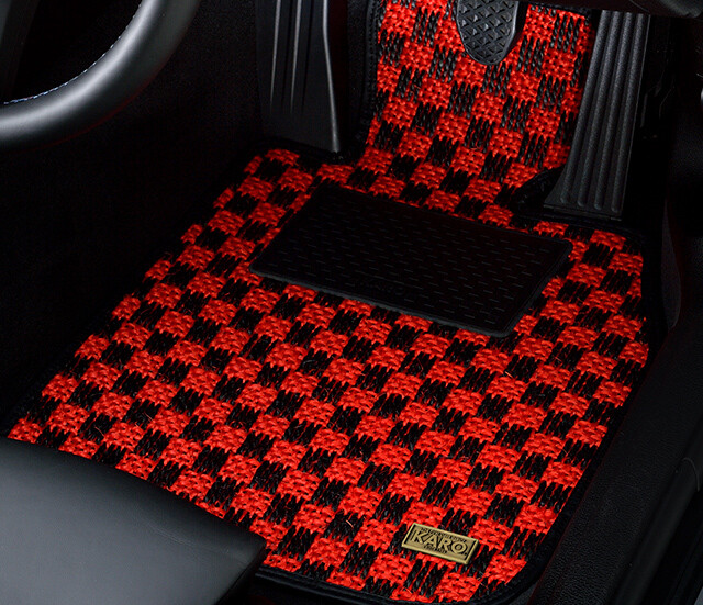 KARO SISAL FLOOR MAT SET (RED/BLACK)