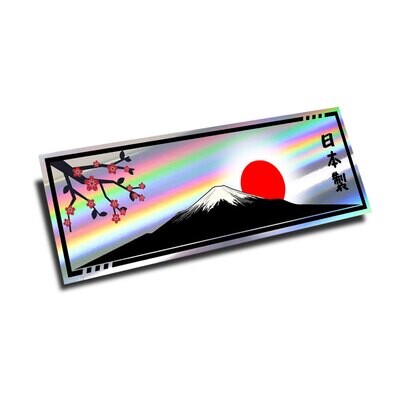 &quot;MADE IN JAPAN&quot; CHERRY BLOSSOM FUJI STICKER (HOLO)