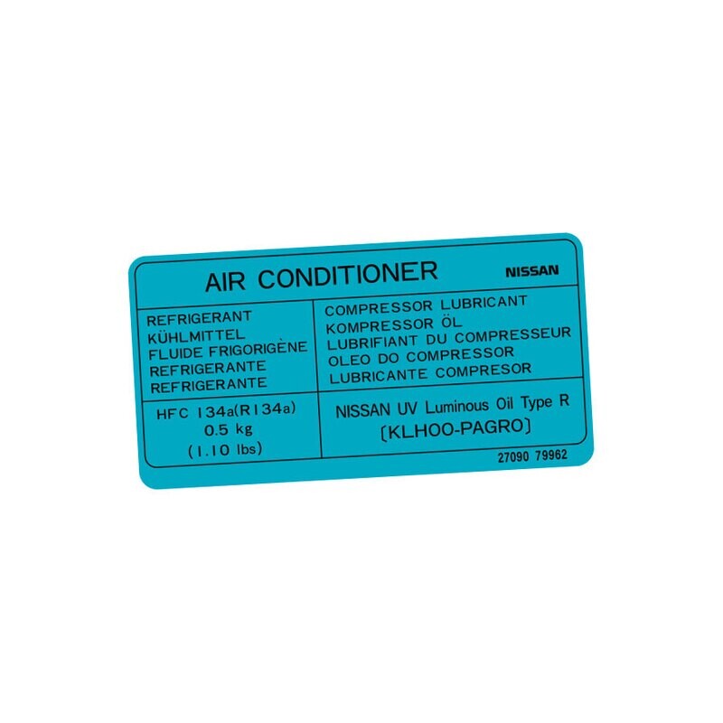 AIR CONDITIONER INFORMATION DECAL : NISSAN SILVIA (S15)
