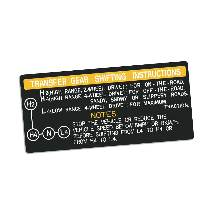 TRANSFER GEAR SHIFTING INSTRUCTION DECAL : 70-SERIES LAND CRUISER