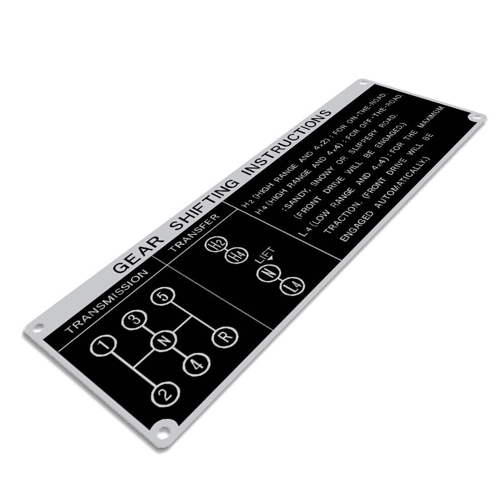 GEAR SHIFTING INSTRUCTIONS PLACARD : 40-SERIES LAND CRUISER (5-SPEED) (HF1A TRANSFER)