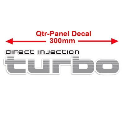 DIRECT INJECTION TURBO QTR-PANEL DECAL : 80-SERIES TOYOTA LAND CRUISER (LIGHT SILVER)