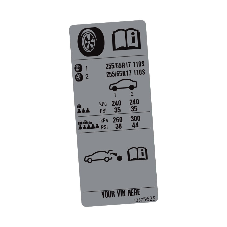 HOLDEN COLORADO TYRE INFORMATION DECAL : RG (2012-2020) (17-INCH)