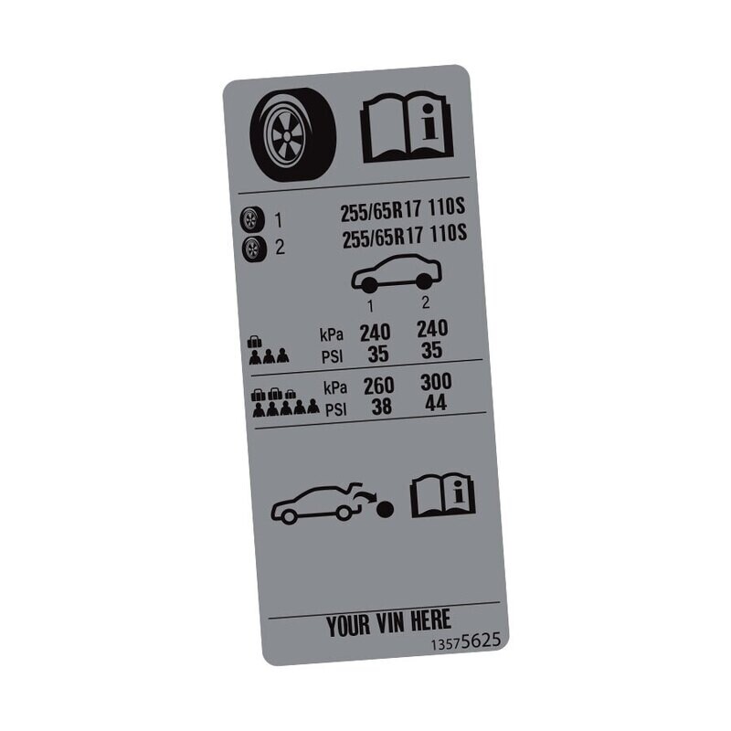 HOLDEN COLORADO TYRE INFORMATION DECAL : RG (2012-2020) (17-INCH)