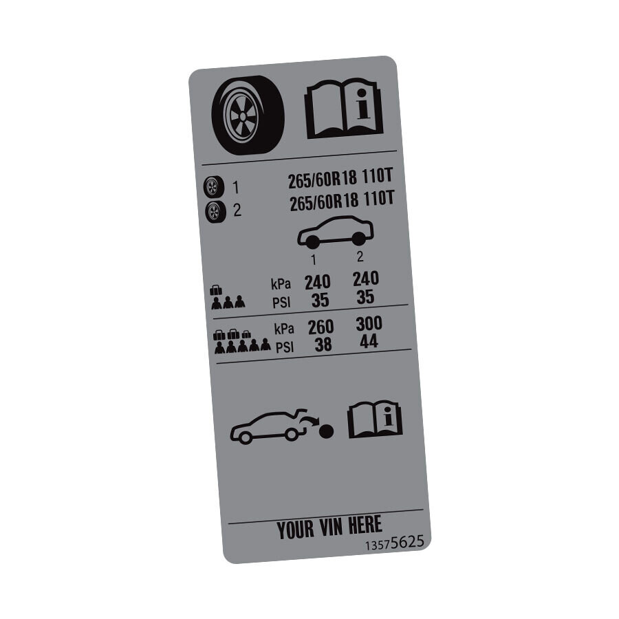 HOLDEN COLORADO TYRE INFORMATION DECAL : RG (2012-2020) (18-INCH)