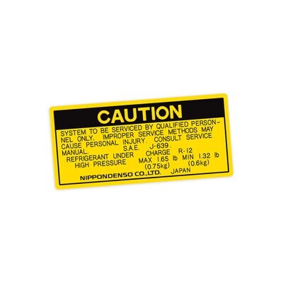 AIR CONDITIONING SYSTEM INFORMATION DECAL : TOYOTA SUPRA A70 (R12)
