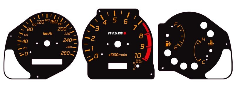 INSTRUMENTATION OVERLAY SET : NISSAN SILVIA (S15) (NISMO INSPIRED) - 280KM VERSION