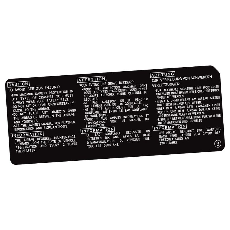 AIRBAG CAUTION DECAL : 80-SERIES LAND CRUISER