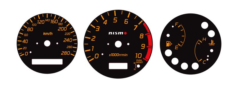 INSTRUMENTATION OVERLAY SET : NISSAN SILVIA (S15) (NISMO INSPIRED) - 280KM VERSION