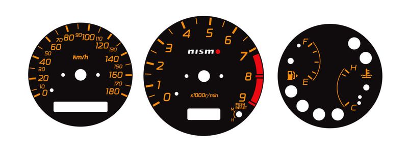 INSTRUMENTATION OVERLAY SET : NISSAN SILVIA (S15) (NISMO INSPIRED) - 180KM VERSION