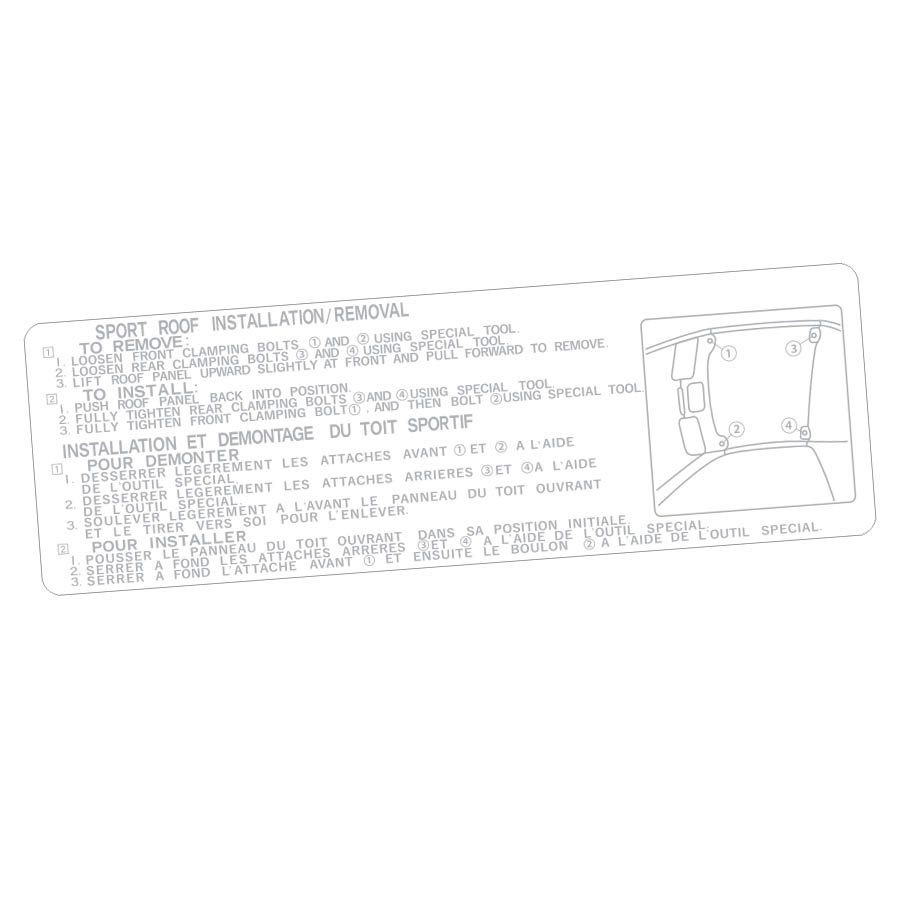 SPORTS ROOF INSTRUCTIONS DECAL : TOYOTA SUPRA (A70)