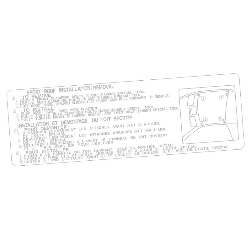 SPORTS ROOF INSTRUCTIONS DECAL : TOYOTA SUPRA (A70)