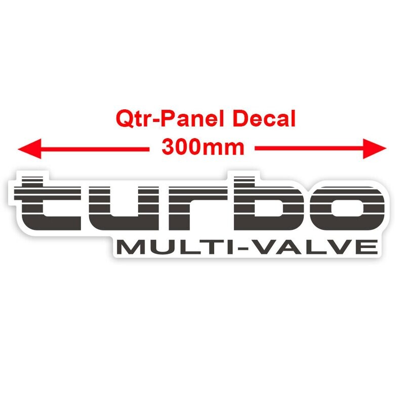 TURBO MULTI-VALVE QTR-PANEL DECAL : 80-SERIES TOYOTA LAND CRUISER (DARK SILVER)