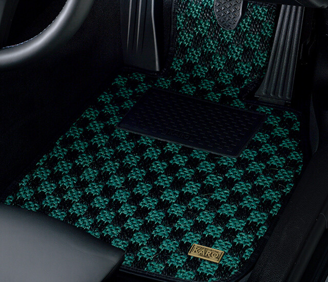 GRAN' KARO SISAL FLOOR MAT SET (GREEN/BLACK)
