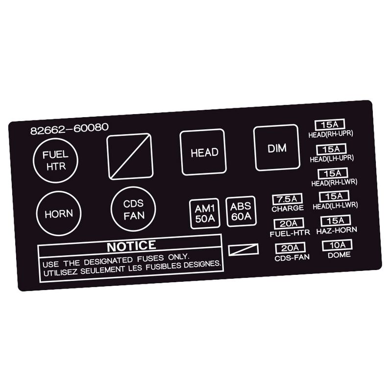 FUSE BOX LID OVERLAY : TOYOTA LAND CRUISER 80-SERIES (82662-60080)