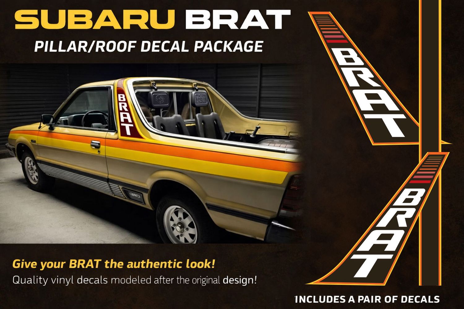 PILLAR &amp; ROOF DECAL KIT : SUBARU BRAT / BRUMBY