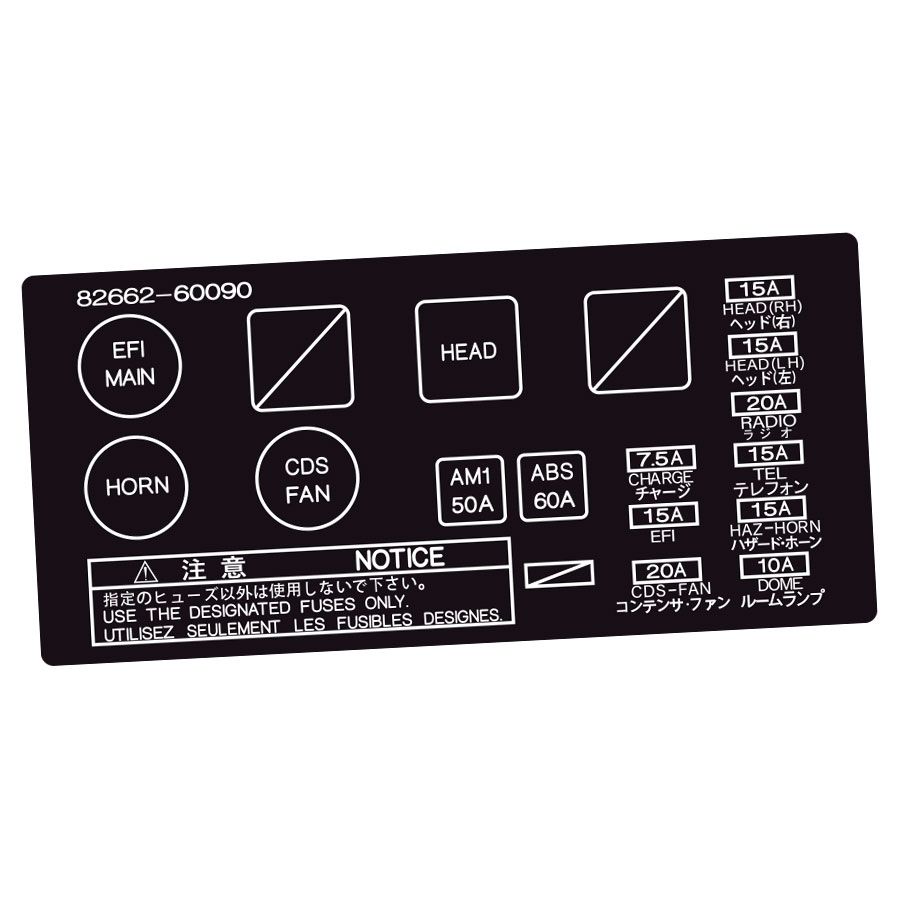 FUSE BOX LID OVERLAY : LEXUS LX-450 (82662-60090)